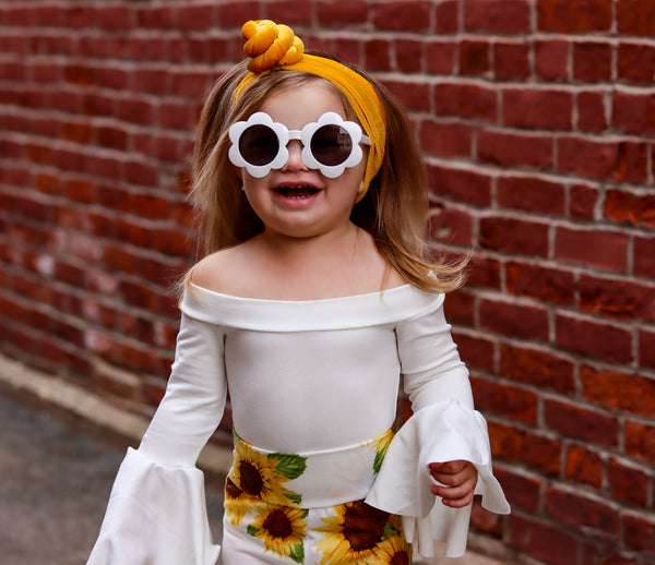 Kid's WHITE Flower Shaped Sunglasses