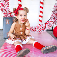 DELUXE Candy Cane Stripe Gingerbread Romper