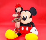 Red & Black Large Mickey Heads Knee High Socks