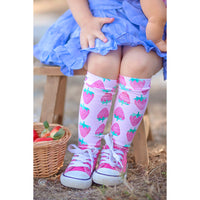 Pink Strawberries Knee High Socks