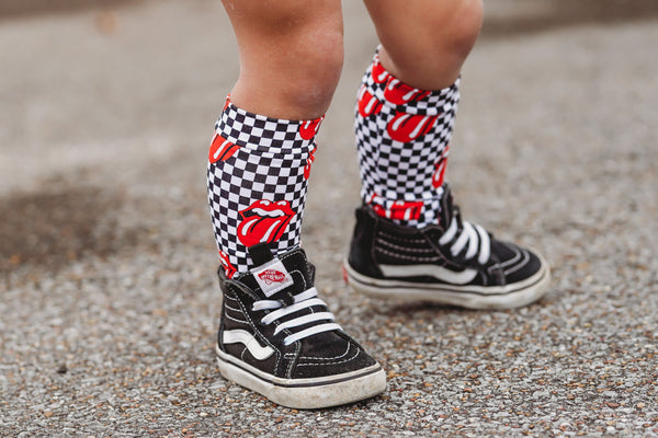 Checkered Rolling Stones Knee High Socks
