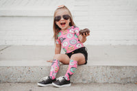 Hot Pink Monster Donut Knee High Socks