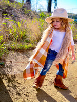 Orange Harvest Plaid w Faux Fur Trim Cape Vest (Child)