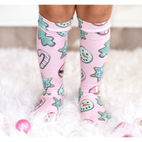 Pink Christmas Donut Knee High Socks