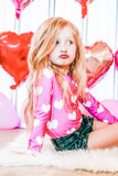 Hot Pink Hearts Long Sleeve Leotard