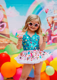 Teal DELUXE CaNdyLaNd inspired Romper