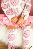 White & Pink Donut Hearts Long Sleeve Leotard