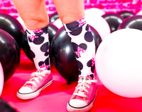 Pink & Black Minnie Knee High Socks