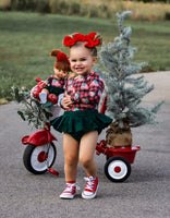 Red Buffalo Plaid Christmas Trucks Leotard