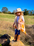 Orange Harvest Plaid w Faux Fur Trim Cape Vest (Child)