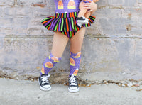 Purple Candy Corn Dots Knee High Socks