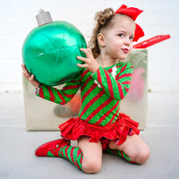 Green & Red Sparkle Stripe Leotard