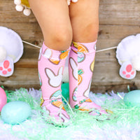 Pink Easter Cookies Knee High Socks