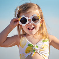 Kid's White Lemon Flower Shaped Sunglasses