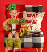 Sparkle Grungy Grinch Santa Suit Romper