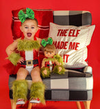 Sparkle Grungy Grinch Santa Suit Romper