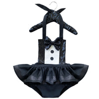 DELUXE BLACK New Years Eve Tuxedo Romper