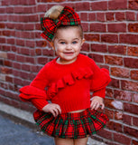 Red & Green Christmas Plaid Bloomer Skirt