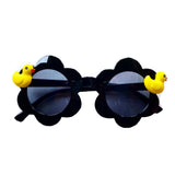 Kid's Black Rubber Ducky Flower Shaped Sunglasses