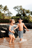 BOYS Black & White Checkered Shorts