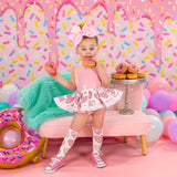 White & Baby Pink Donut Hearts Eyelet VALENTINES Romper