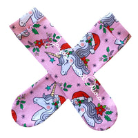 Pink Christmas Unicorn Knee High Socks