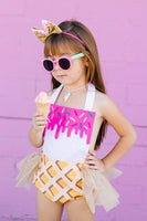 HOT PINK *SPRINKLES* Ice Cream Cone SUNDAE Romper