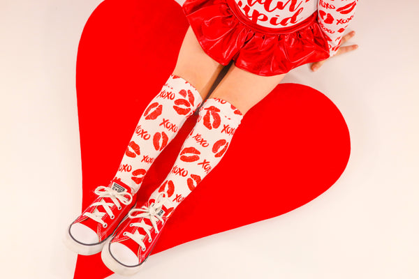 Red Lips XOXO Knee High Socks