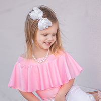 Baby Pink Off the Shoulder Flounce Leotard