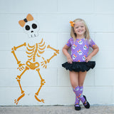 Purple Skulls & Orange Bow Knee High Socks