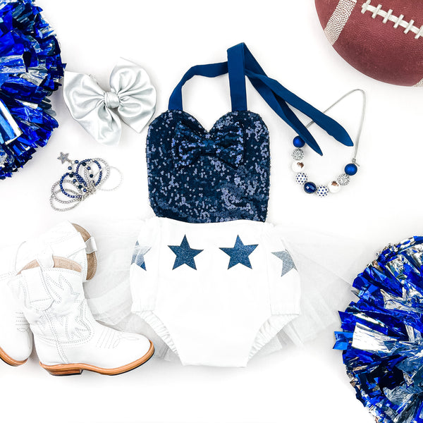 Kids Dallas Cowboys Cheerleader Outfit Includes Vest Blue 