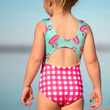 Teal Flamingo Gingham One piece