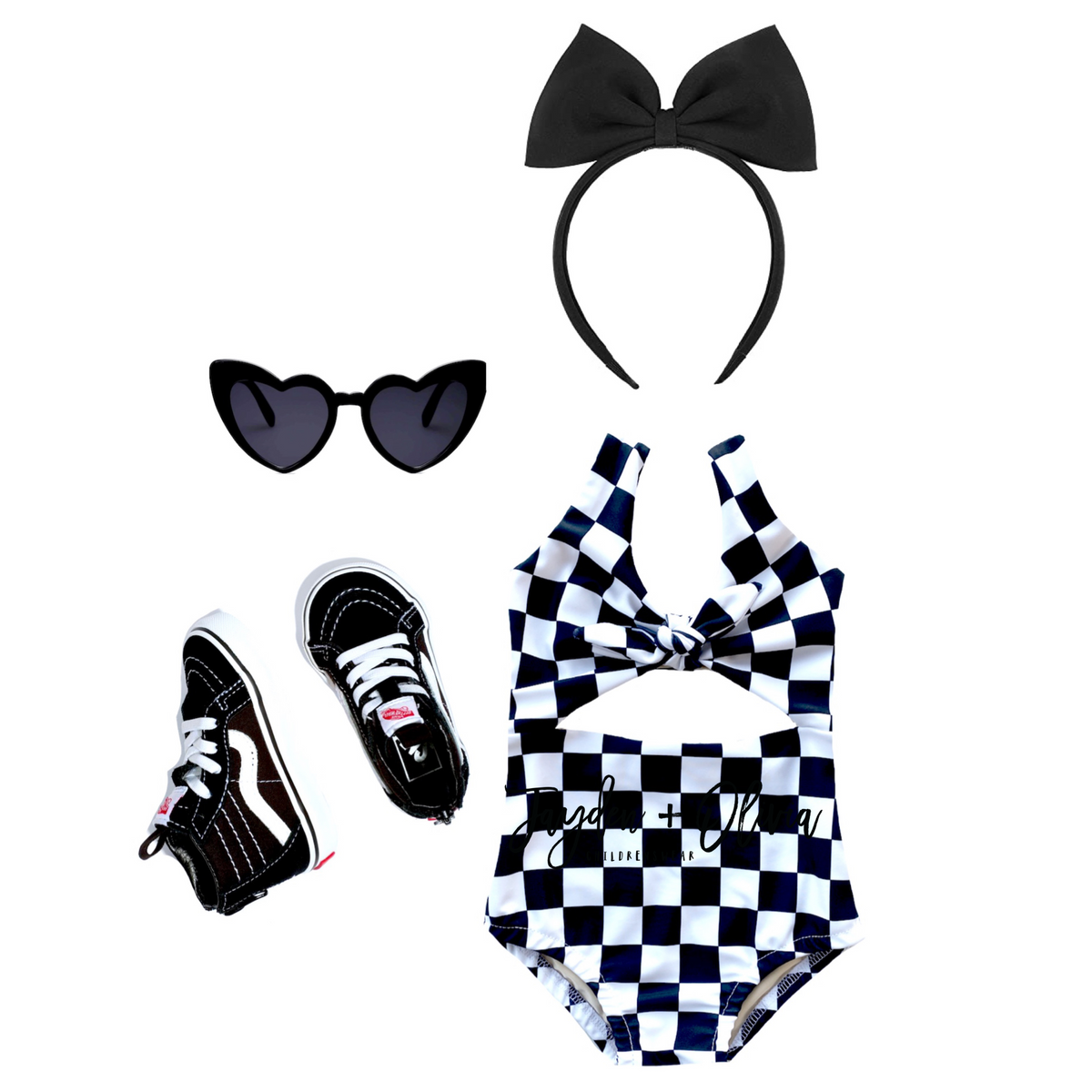 Black & White Checkered One piece – JaydenandOlivia