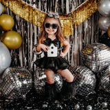 DELUXE BLACK New Years Eve Tuxedo Romper