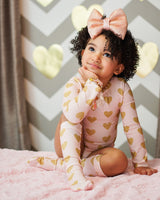 Blush Gold Heart Long Sleeve Leotard