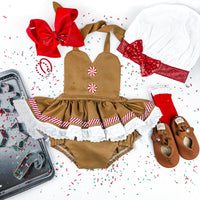 DELUXE Candy Cane Stripe Gingerbread Romper