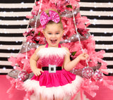 DELUXE Hot Pink Santa Baby Romper