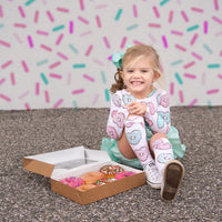 Pink & Mint Donut Hearts Long Sleeve Leotard