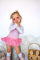 Pink Little Miss EGGStremely Cute  Long Sleeve Leotard