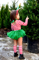 Green SPARKLE Elf Overalls Romper