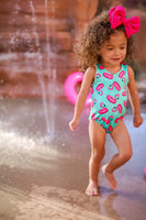 CLASSIC Teal & Pink Flamingo One piece