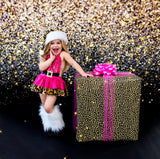 DELUXE Hot Pink CHEETAH Santa Romper