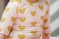 Blush Gold Heart Long Sleeve Leotard