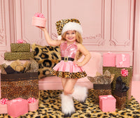 DELUXE Baby Pink CHEETAH Santa Romper