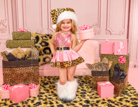 DELUXE Baby Pink CHEETAH Santa Romper