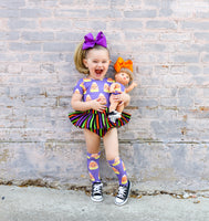 Purple Candy Corn Dots Knee High Socks