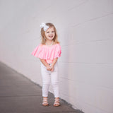 Baby Pink Off the Shoulder Flounce Leotard