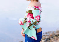 Teal Floral OTS Bell Sleeve