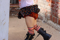 Orange & Black Stripe Tiny Dot Bloomer Skirt
