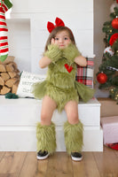 Faux Fur Grungy Grinch Romper